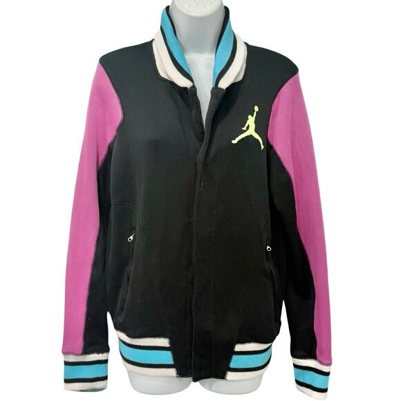Jordan Jackets & Blazers - Air Jordan Fuchsia Black Blue White Colorblock Jumpman Logo Track Jacket Size S